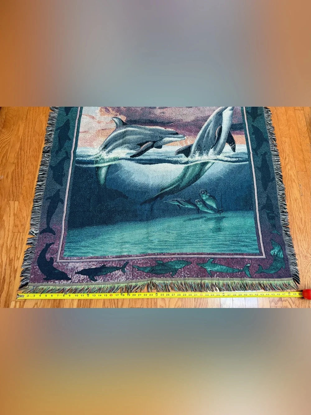 Vintage Dolphin Tapestry Throw Blanket